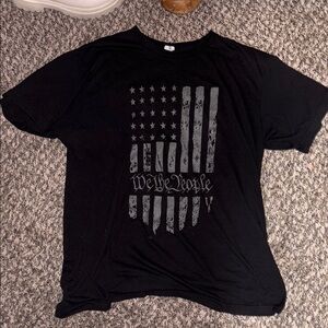 We the people Black Short Sleeve Tee with American flag graphic